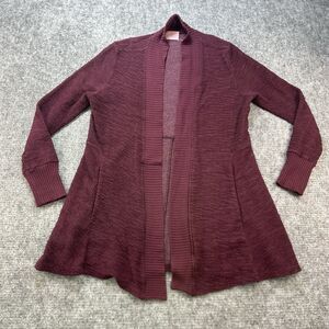 ANTHROPOLOGIE tla Sweater Women Medium Burgundy Cardigan Open Shawl Textured